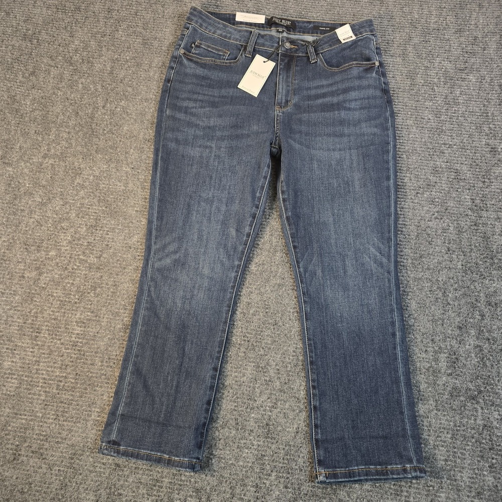 Judy Blue Jeans Womens 32 Capri Fit Mid Rise Dark Wash Stretch NWT JB82154